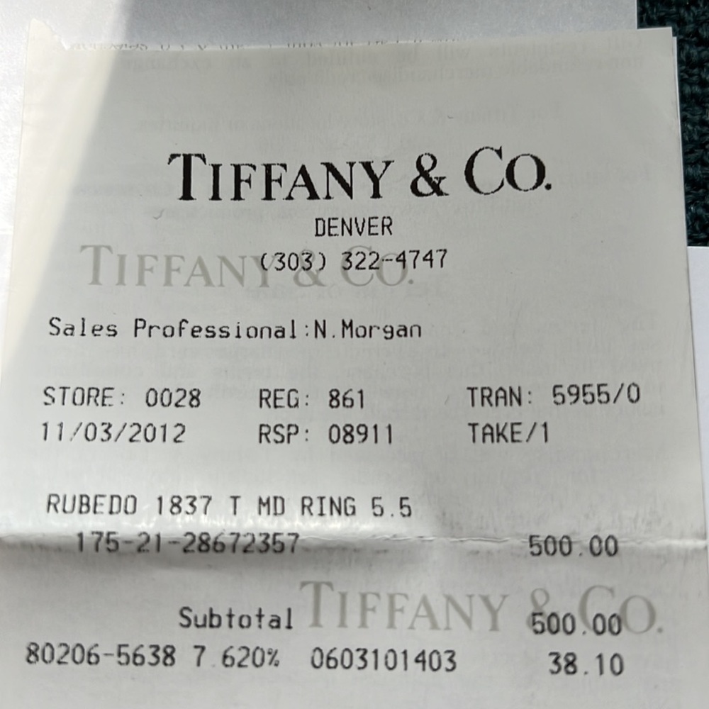 Tiffany & co Rubedo ring medium with size 5.5 - Picture 6 of 10